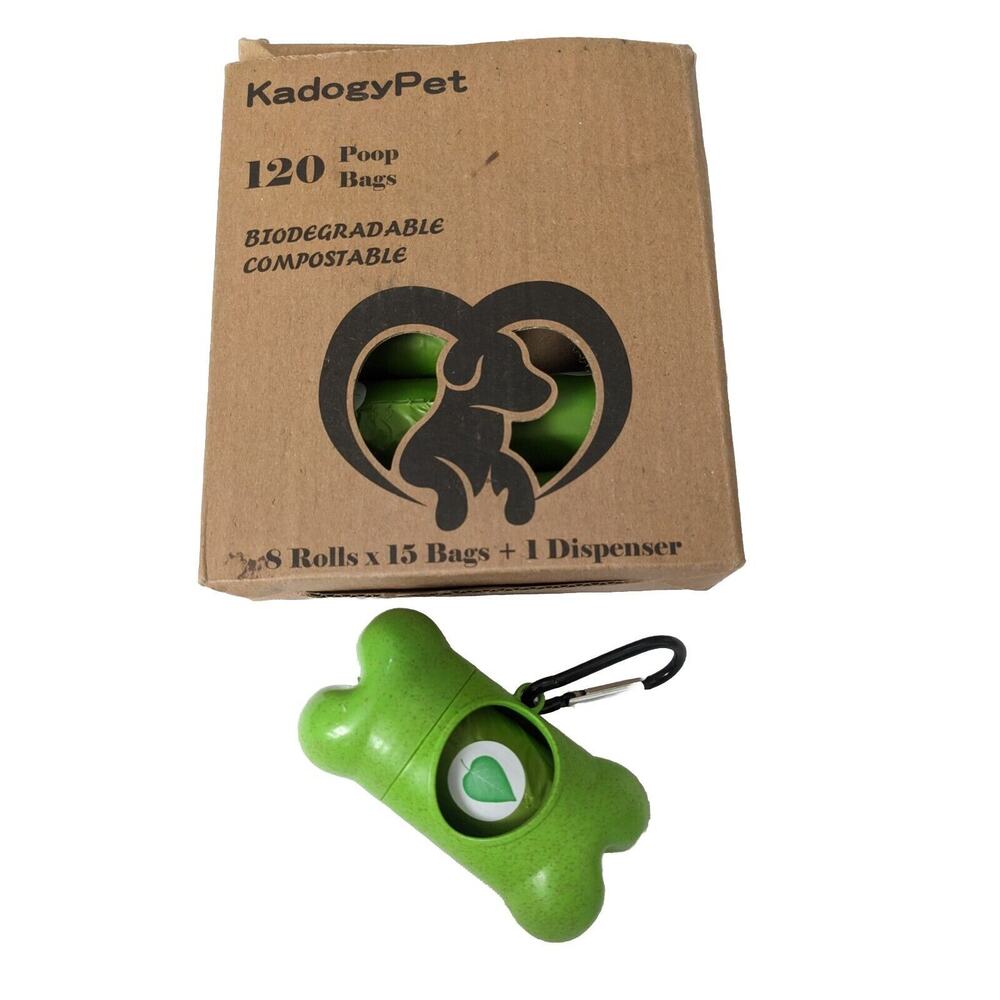 DOGGOGREEN BIODEGRADABLE Dog Poop Bags Bone Dispenser Holder 120 Waste Bag New